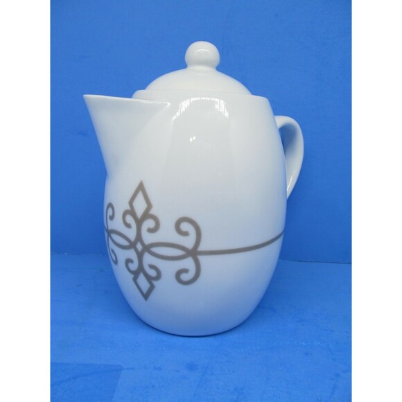 Starbucks Coffee Co. 2015 White With Scroll Design Coffee Pot With Lid - Picture 2 of 9